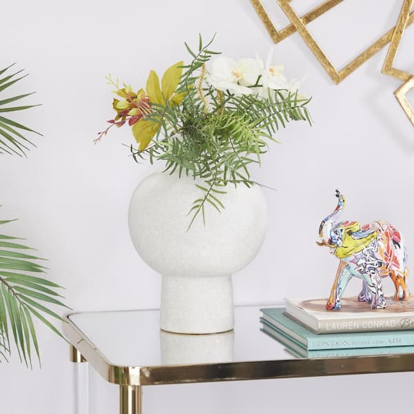 CosmoLiving by Cosmopolitan 12 in. White Handmade Ceramic Decorative Vase
