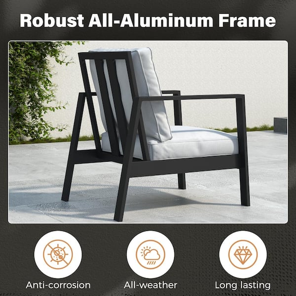 SUNVIVI Outdoor Aluminum Lounge Chair with Light Gray SUNVIVI Outdoor Aluminum Lounge Chair with Light Gray