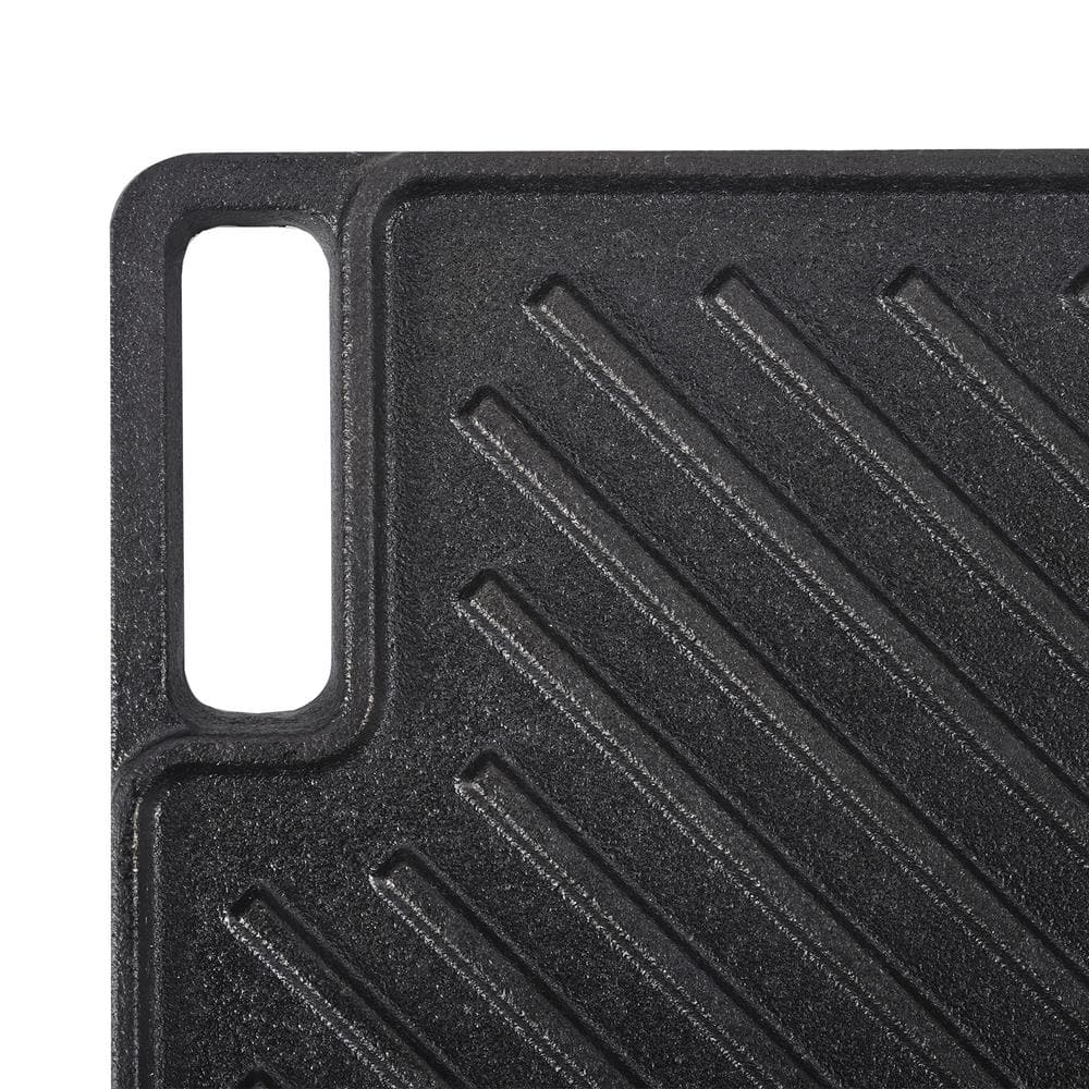 Black Cast Iron Reversible Double Burner Griddle Pan