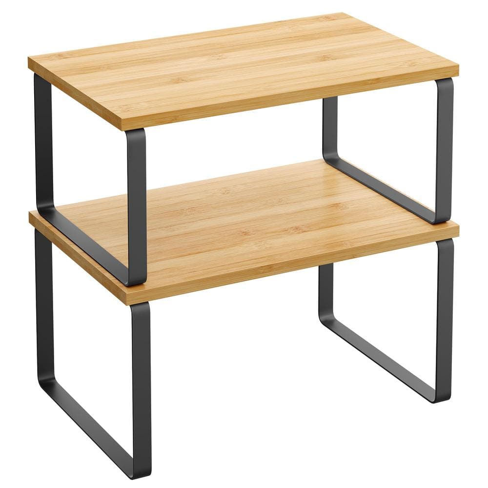 11.7 in. Metal Black Cabinet Organizer Shelf, Kitchen Counter Shelves (2-Pack)