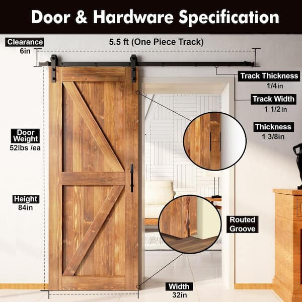 XL Framed X brace Barn Door