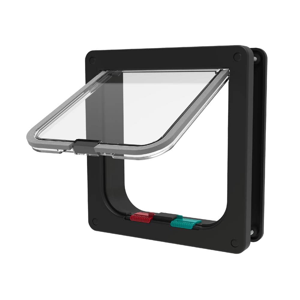 Hakuna Pets 5.7 in. x 5.9 in. Small Cat Flap for Screens, Doors & Walls up to 1.97 in. Thick, for Cats up to 11 lbs, Black
