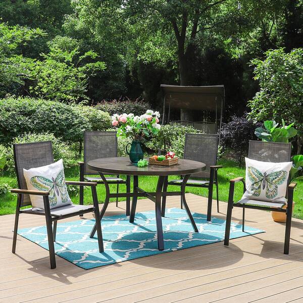 5 Piece Metal Outdoor Patio Dining Set, Round Patio Chairs Canada