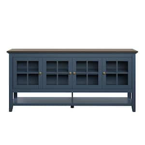 Modern Farmhouse Fontana Blue Sideboard with Glass Doors