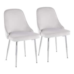 Marcel Stormy White Velvet & Chrome Side Chair (Set of 2)