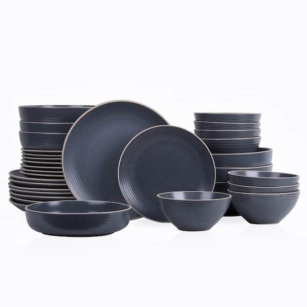 STONE LAIN Lauren 32-Piece Charcoal Stoneware Dinnerware Set (Service ...