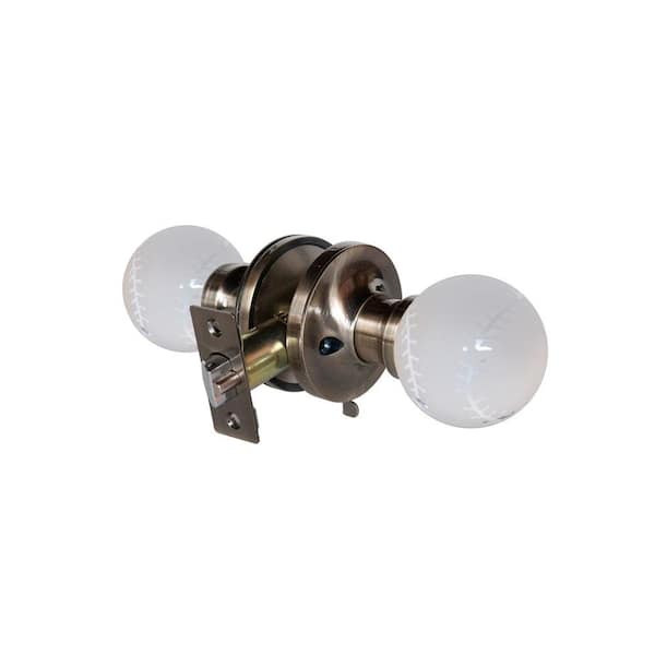 Krystal Touch of NY Baseball Crystal Antique Brass Privacy Bed/Bath Door Knob with LED Mixing Lighting Touch Activated