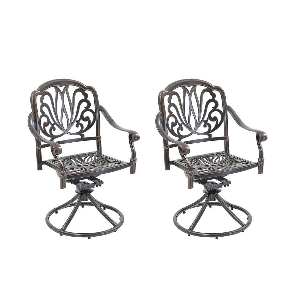 Mondawe Antique Bronze Cast Aluminum Outdoor Patio Swivel Dining Chair ...