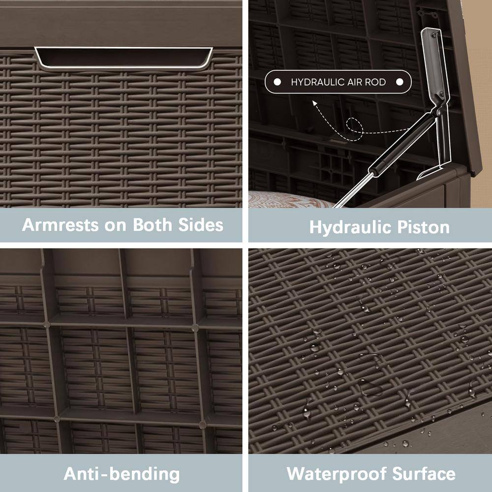 Deep Brown 100 Gallon Lockable Plastic Deck Box