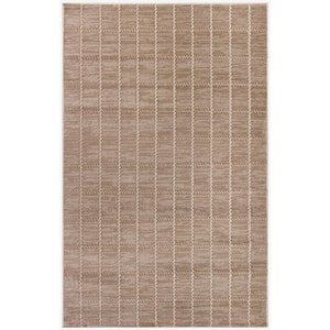 Serenity Home Mocha Ivory 4 ft. x 6 ft. Linear Contemporary Area Rug