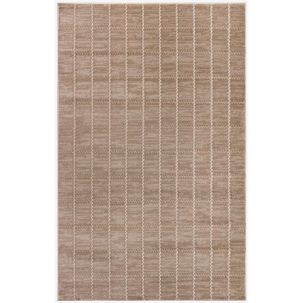Nourison Serenity Home Mocha Ivory 4 ft. x 6 ft. Linear Contemporary Area Rug