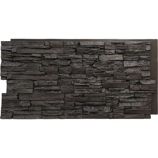 Ekena Millwork Canyon Ridge 45-3/4 in. x 1-1/4 in. Composite River Moss Stacked Stone, StoneWall Faux Stone Siding Panel