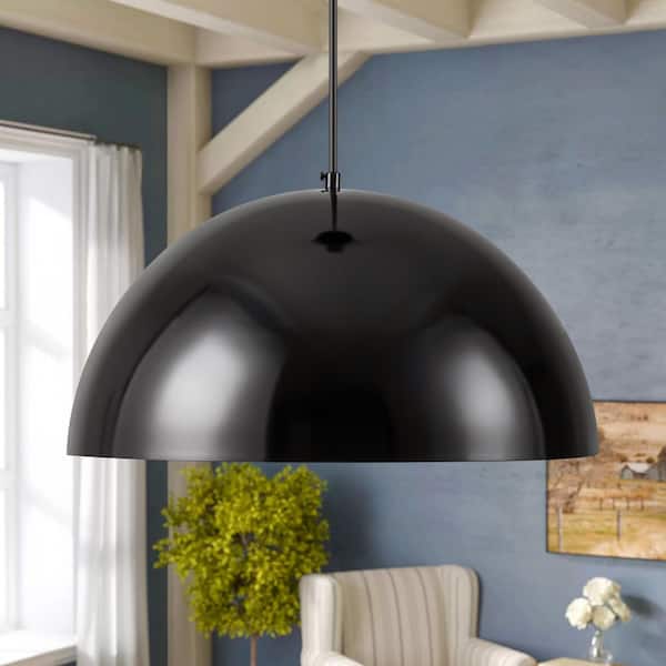 ASHUAQI 18 Inch Black Dome Pendant Light, Modern Farmhouse Pendant Light, Large Pendant Lamp For