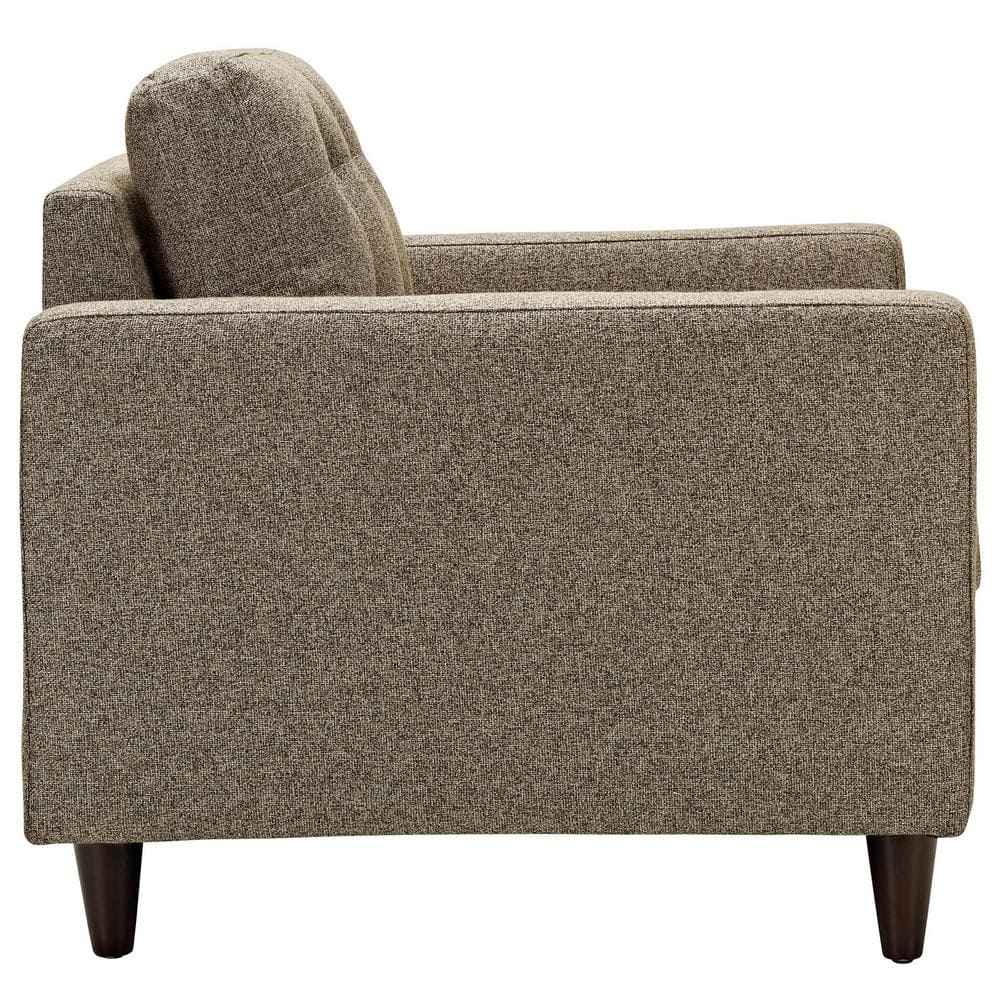 Oatmeal Tufted Leather and Wood Accent Chair