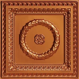 Laurel Wreath Copper 2 ft. x 2 ft. PVC Glue-up or Lay-in Faux Tin Ceiling Tile (200 sq. ft./case)