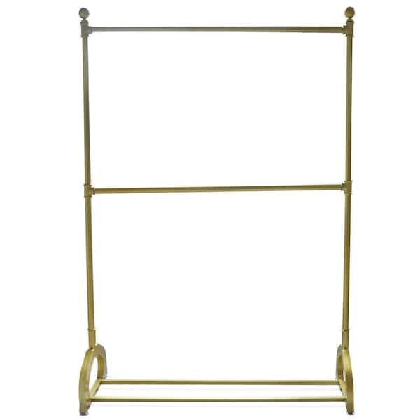 YIYIBYUS Freestanding Gold Metal Double Rod Clothes Rack Garment Stand 47.24 in. W x 70.86 in. H