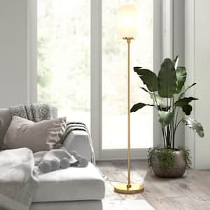 Agnolo 68-3/4 in. Brass Floor Lamp with White Milk Glass Shade