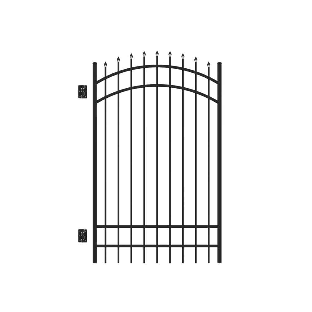 Barrette Outdoor Living Cascade Standard-Duty 4 ft. W x 6 ft. H Black Aluminum Arched Pre-Assembled Fence Gate