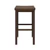 Front view of a dark wood bar stool.