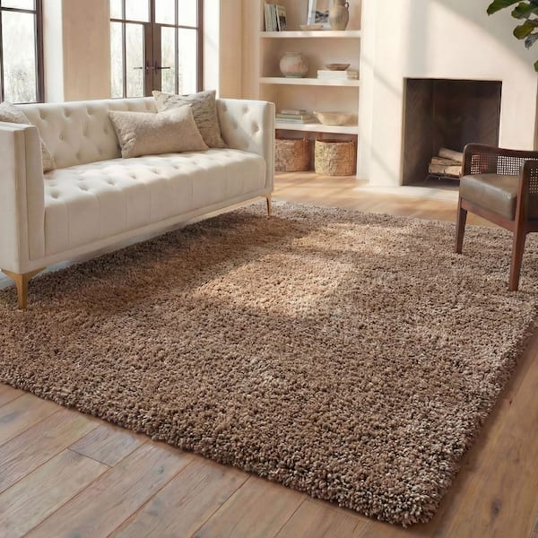 Milan Shag 8 ft. x 10 ft. Dark Beige Solid Area Rug