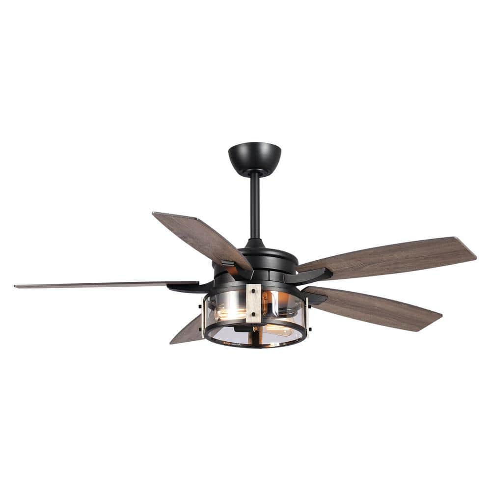 Parrot Uncle 52 in. Indoor Matte Black Industrial Ceiling Fan with ...