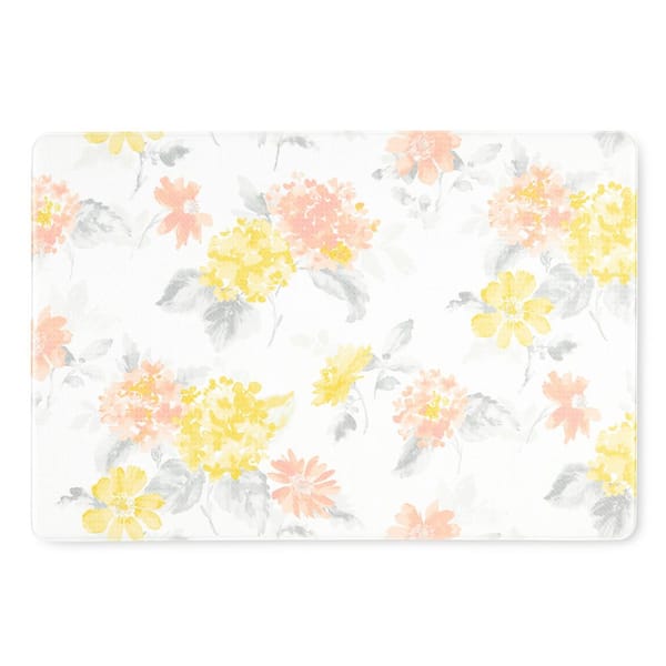 Yellow Daisy Flowers Bath Mat, Soft Bathroom Rug, Bright Floral