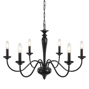 Tinoco 6 Light Black Classic Candle Style Dimmable Traditional Chandelier for Living Room Kitchen Island Dining Room