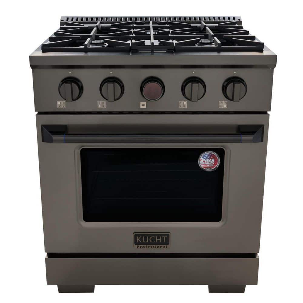 Propane Home Ranges Kucht 30 in. 4.2 cu. ft. 4 Burners Dual Fuel Range for Propane Gas in ...
