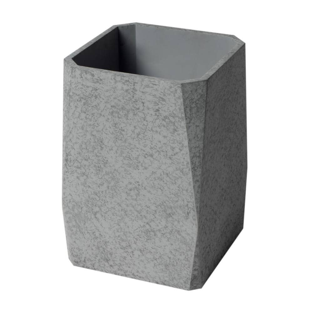 Gray Matte Geometric Concrete Bathroom Waste Bin