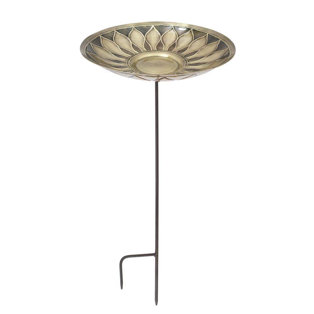 Brass African Daisy Birdbath w/Stake, 39.5 in. Tall, Antique and Patina Finish price history on PriceWatchPro
