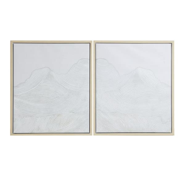 Miscool Anky 2-Piece Framed Art Print 23.5 in. x 23.5 in. Hand Embellished Abstract Framed Canvas Wall Art Set