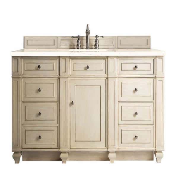 James Martin Vanities Bristol 60 in. W x 23.5 in. D x 34 in. H Single Bath Vanity in Vintage Vanilla with Marfil Quartz Top