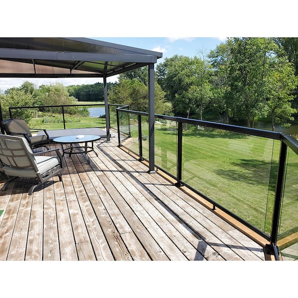 Peak Aluminum Railing 42 in. H x 66 in. W Aluminum Deck Railing Clear Tempered Glass Panel