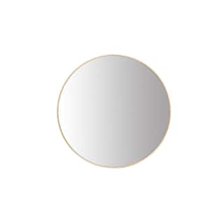 Lester 32 in. x 32 in. Modern Round Gold Aluminum Framed Shatter Proof Accent Wall Mirror
