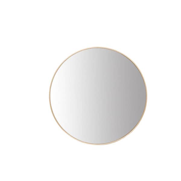 Miscool Lester 32 in. x 32 in. Modern Round Gold Aluminum Framed Shatter Proof Accent Wall Mirror