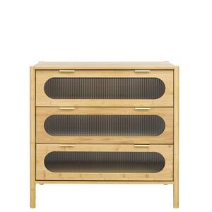 Bamboo 3 Drawer Cabinet, Buffet Sideboard Storage Cabinet, Buffet Server Console Table