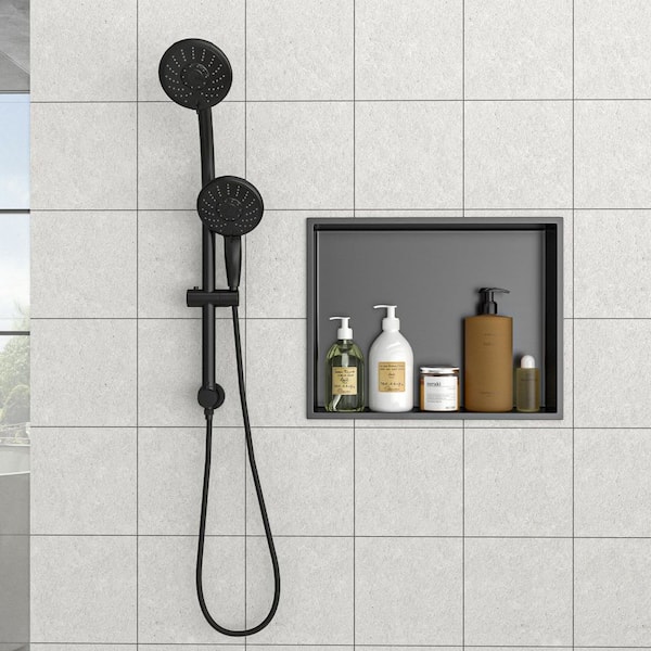 15 in. W x 19 in. H x 3.94 in. D Stainless Steel Shower Niche Set of 1 Piece in Gunmetal Black with Low Profile