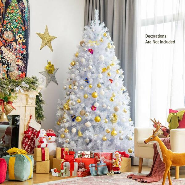 thumbnail image 2 of LuxenHome 7FT Flocked Christmas Tree, Unlit Downswept Slim Pencil Christmas Tree 2 of 12