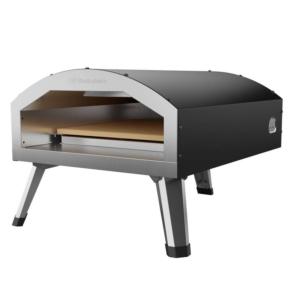 Black Steel Electric Outdoor Portable Pizza Oven with Stone Surface