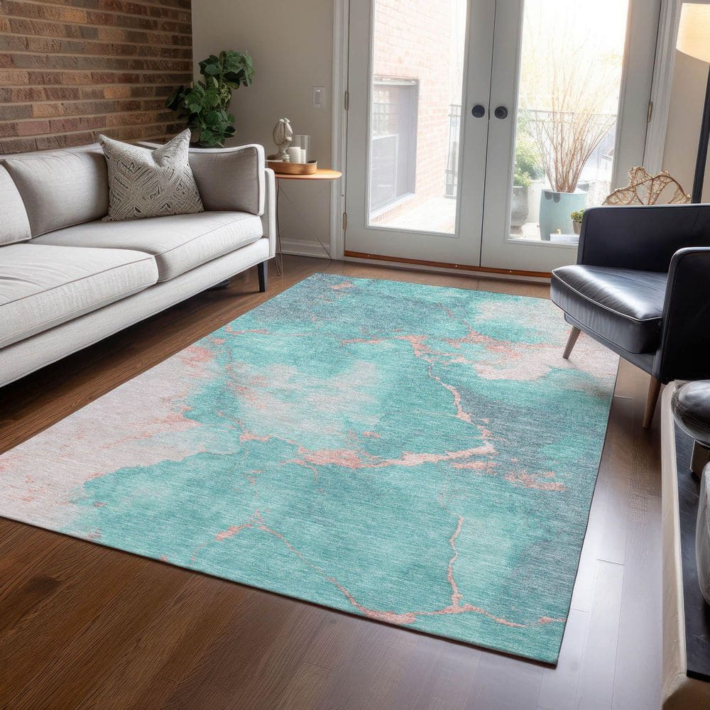 Chantille Machine Washable Indoor/Outdoor Abstract ACN1790 Teal 5 ft. x 7 ft. 6 in. Area Rug price history on PriceWatchPro
