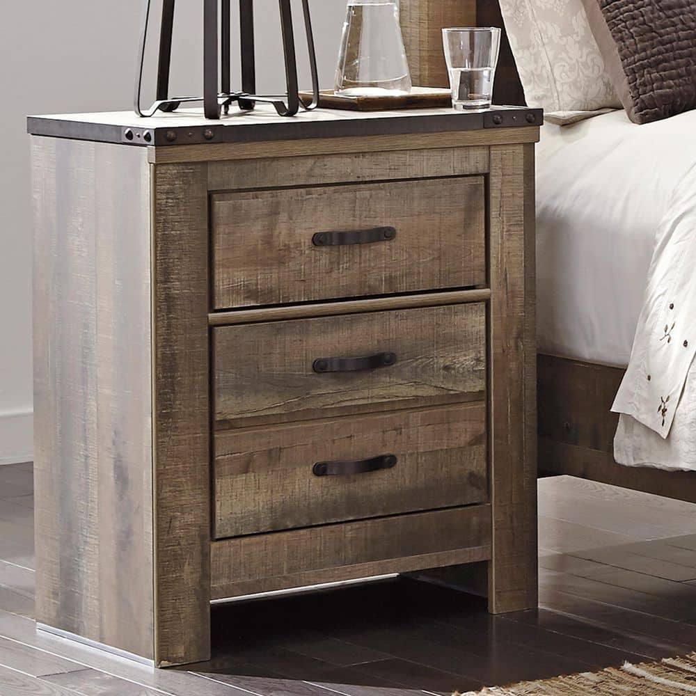 Trinell Brown 2-Drawer 24.72 in. W Nightstands - thumbnail 3