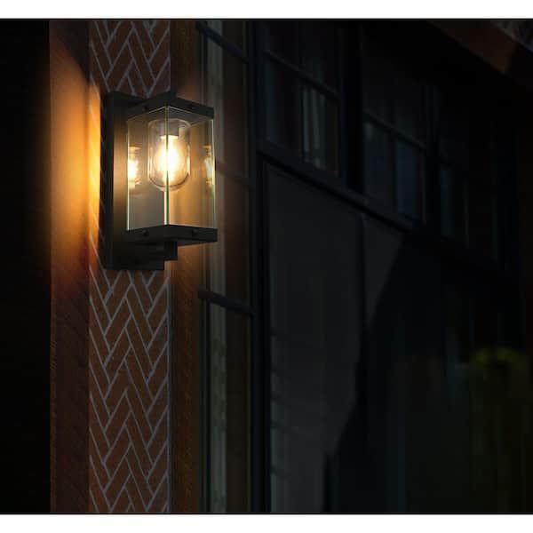 15 in. Black Outdoor Hardwired Wall Sconce with No Bulbs Included