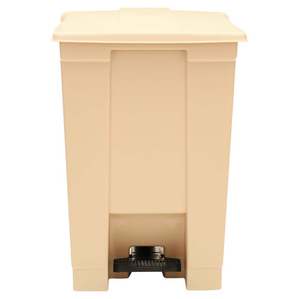 Rubbermaid Commercial Products 12 Gal. Waste Container Plastic Square Step-On Indoor Utility in Beige