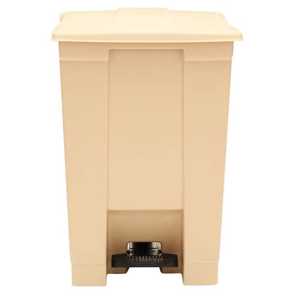 12 Gal. Waste Container Plastic Square Step-On Indoor Utility in Beige