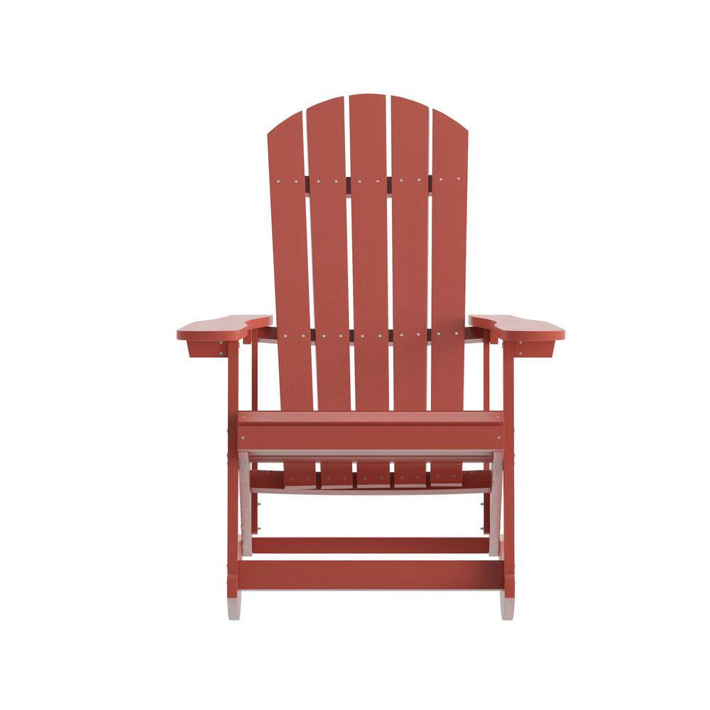 Red Polystyrene Adirondack Rocking Chair with Arms