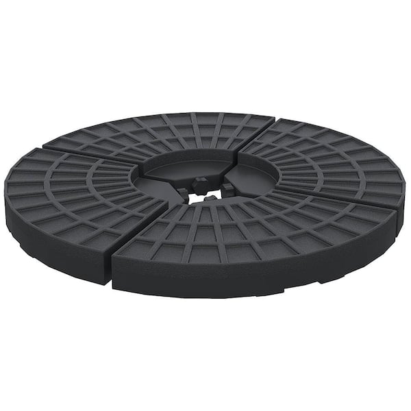 4-Piece Round Patio Umbrella Base, 52 L Capacity Water or 112 lbs. Capacity Sand Plate Set in Black