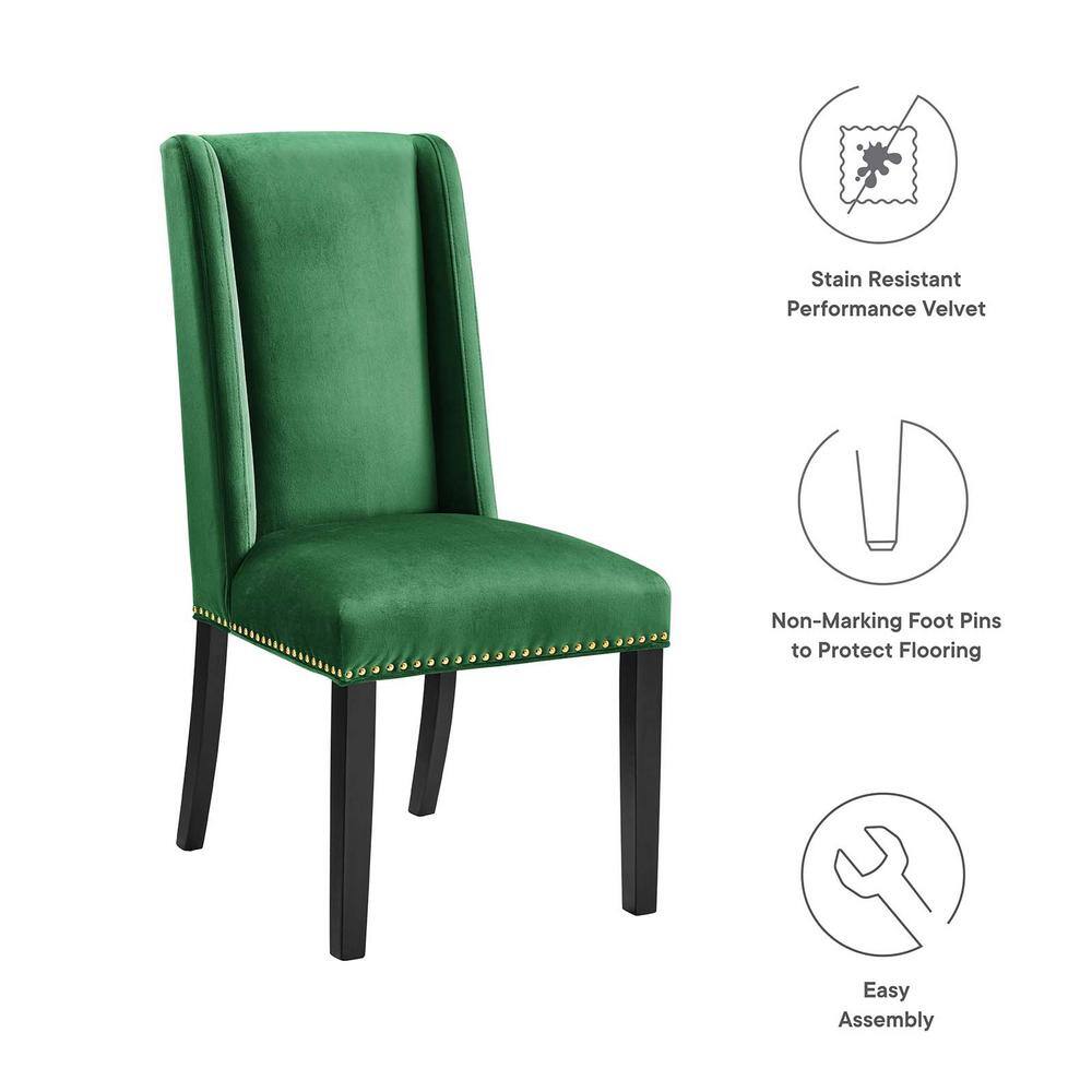 Emerald Velvet Upholstered Side Chair with Polished Nailhead Trim