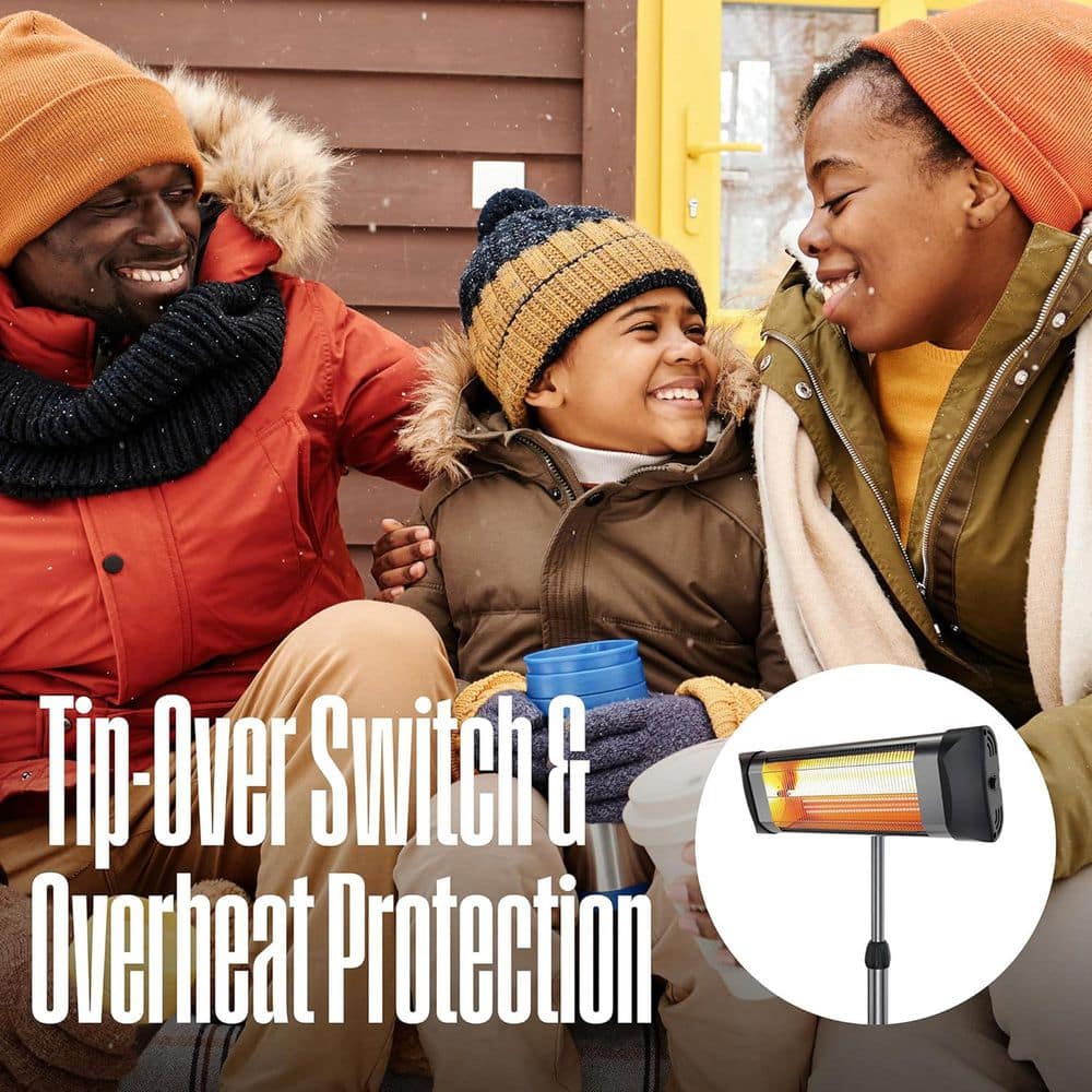 Silver Infrared Electric Pole Mounted Outdoor Heater with Remote