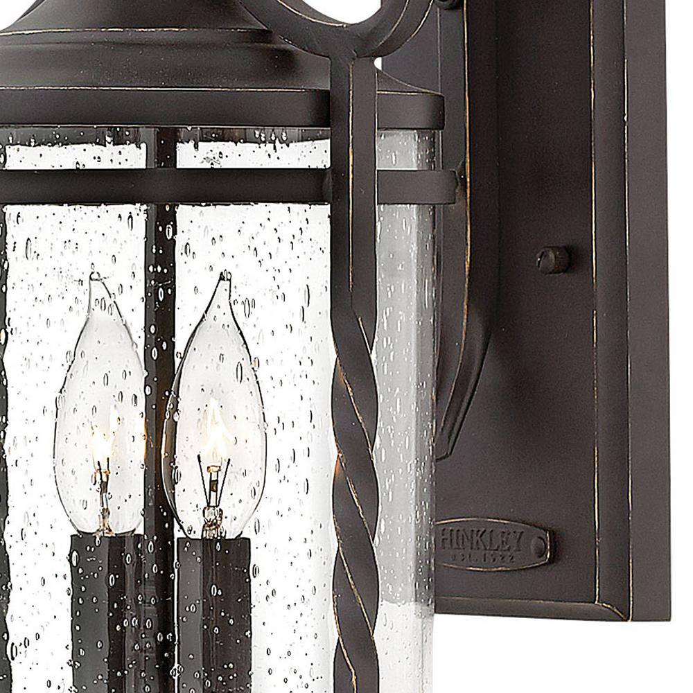 Casa 2-Light Olde Black Outdoor Wall Sconce with Seedy Glass