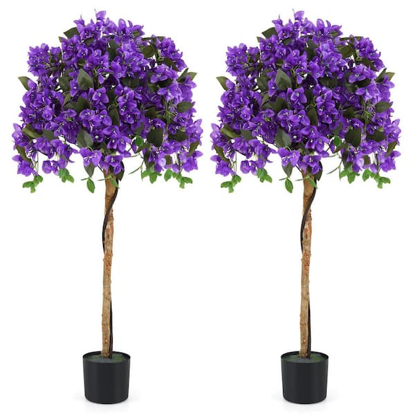 53'' Artificial Azalea Tree Faux Floral Plant w/ Red Azalea Flowers Nursery Pot
